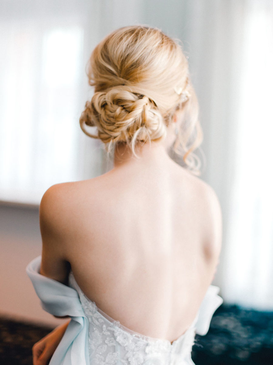 Colorado bride with soft updo bridal hairstyle by Beauty on Location Studio of Denver