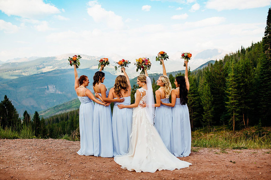 Colorado bride and bridesmaids with makeup and hair design by Beauty on Location Studio of Denver