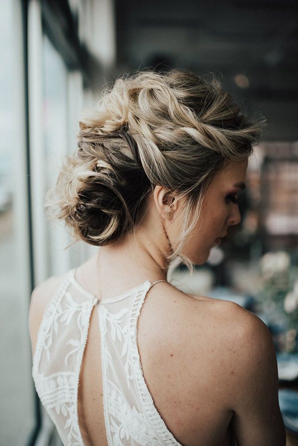 Colorado bride with makeup and braided updo hairstyle by Beauty on Location Studio of Denver